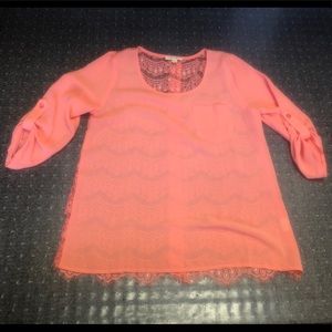 E M Lace Blouse Size Small